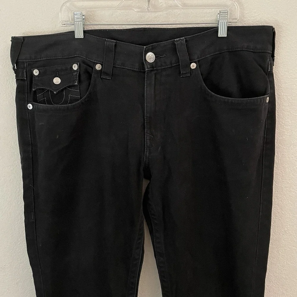 True Religion Ricky Jeans Men's 38- 40x34 Black Denim Relaxed Straight Leg